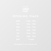 Autocollant Pour Fenêtre Heures d'ouverture | Ouverture du logo de l'entrep (Feuille)