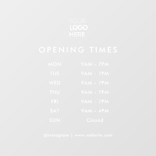 Autocollant Pour Fenêtre Heures d'ouverture | Ouverture du logo de l'entrep (Feuille)