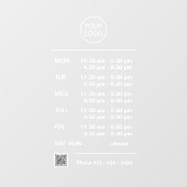 Autocollant Pour Fenêtre Heures d'ouverture personnalisées avec code QR de  (Feuille)