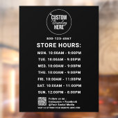 Autocollant Pour Fenêtre Heures d'ouverture personnalisées Blanc Logo Texte (Feuille 2)