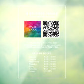 Autocollant Pour Fenêtre Heures d'ouverture personnalisées Code QR Logo d'e (Feuille 3)
