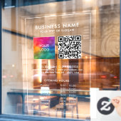 Autocollant Pour Fenêtre Heures d'ouverture personnalisées Code QR Logo d'e (Fenêtre de café)