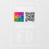 Autocollant Pour Fenêtre Heures d'ouverture personnalisées Code QR Logo d'e (Feuille)