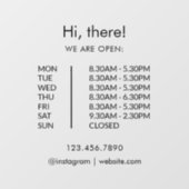 Autocollant Pour Fenêtre Heures d'ouverture personnalisées du magasin Ouver (Feuille)