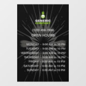 Autocollant Pour Fenêtre Heures d'ouverture personnalisées foncées de marqu (Feuille)