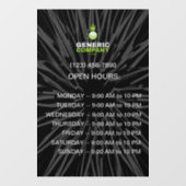 Autocollant Pour Fenêtre Heures d'ouverture personnalisées foncées de marqu (Feuille)