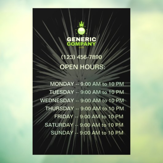Autocollant Pour Fenêtre Heures d'ouverture personnalisées foncées de marqu (Feuille 3)
