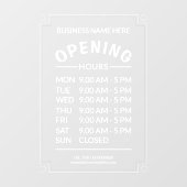 Autocollant Pour Fenêtre Heures d'ouverture professionnelles 7 jours (Feuille)