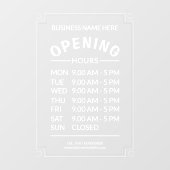 Autocollant Pour Fenêtre Heures d'ouverture professionnelles de 7 jours (Feuille)