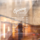 Autocollant Pour Fenêtre Heures d'ouverture professionnelles simples Blanc  (Feuille 2)