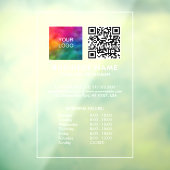 Autocollant Pour Fenêtre Heures d'ouverture QR Code Entreprise Logo Modèle  (Feuille 3)