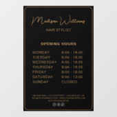 Autocollant Pour Fenêtre Heures d'Ouverture Salon de Coiffure Black Gold (Feuille)