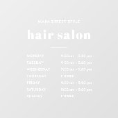 Autocollant Pour Fenêtre Heures d'ouverture simples Salon de coiffure Busin (Feuille)