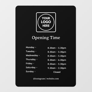 Autocollant Pour Fenêtre Heures d'ouverture Store Cling noir Enseigne de
