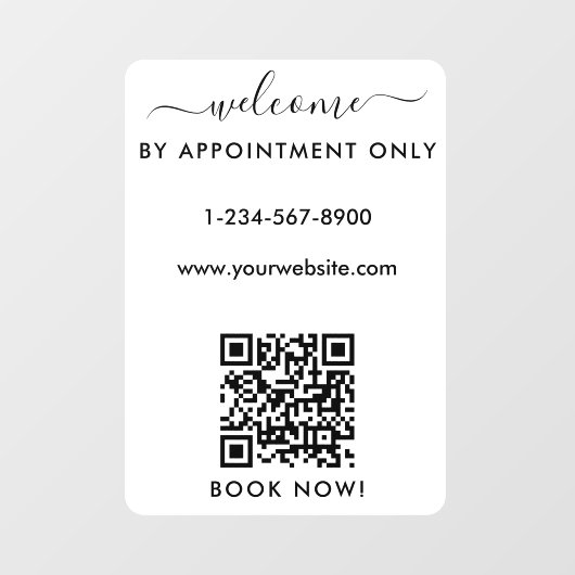 Autocollant Pour Fenêtre Heures d'ouverture sur rendez-vous uniquement Bien (Feuille)