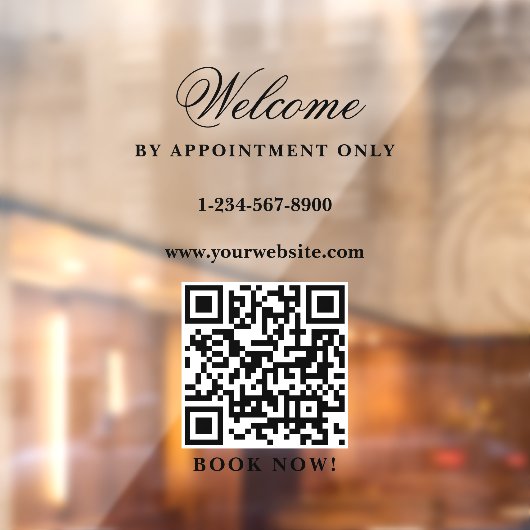 Autocollant Pour Fenêtre Heures d'ouverture sur rendez-vous uniquement Élég (Feuille 2)