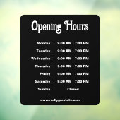 Autocollant Pour Fenêtre Heures d'ouverture Temps moderne noir et blanc (Feuille 3)