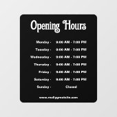 Autocollant Pour Fenêtre Heures d'ouverture Temps moderne noir et blanc (Feuille)