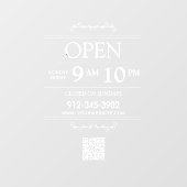 Autocollant Pour Fenêtre Heures d'ouverture Transparent Qr Code Moderne (Feuille)