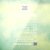 Autocollant Pour Fenêtre Heures d'ouverture transparentes avec code qr (Feuille 3)