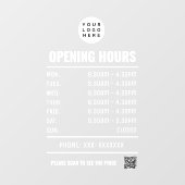 Autocollant Pour Fenêtre Heures d'ouverture transparentes avec code qr (Feuille)