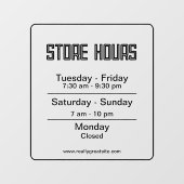Autocollant Pour Fenêtre Heures du magasin l Temps d'affaires transparent n (Feuille)