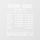 Autocollant Pour Fenêtre Heures et informations d'ouverture de l'entreprise (Feuille)