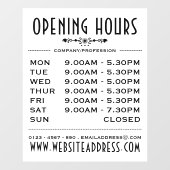 Autocollant Pour Fenêtre Heures et informations d'ouverture de l'entreprise (Feuille)