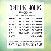 Autocollant Pour Fenêtre Heures et informations d'ouverture de l'entreprise (Feuille 3)