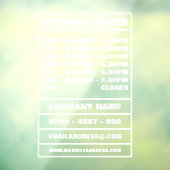 Autocollant Pour Fenêtre Heures et informations d'ouverture d'entreprise (Feuille 3)