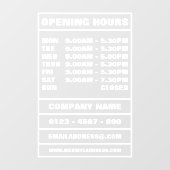 Autocollant Pour Fenêtre Heures et informations d'ouverture des entreprises (Feuille)