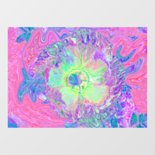 Autocollant Pour Fenêtre Hibiscus Psychedelique Tripant Vert Citron et Viol