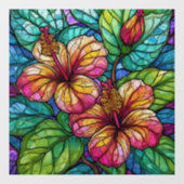 Autocollant Pour Fenêtre Hibiscus tropical Vitrail art (Feuille)