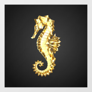 Autocollant Pour Fenêtre Hippocampe Polygonal Or