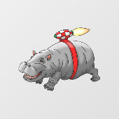 Autocollant Pour Fenêtre Hippopotame Fusée (Feuille)