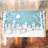 Autocollant Pour Fenêtre Hiver Neige Urbain Campagne Paysage Village (Feuille 2)