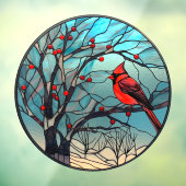 Autocollant Pour Fenêtre Hiver Rouge Cardinal Perché Faux Tige Verre (Feuille 3)