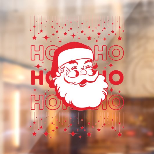 Autocollant Pour Fenêtre Hohoho Red Retro Santa Claus Starry Sky (Feuille 2)