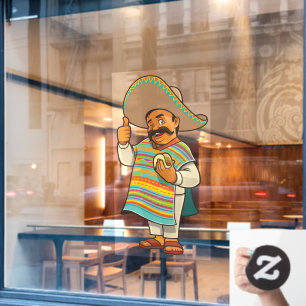 Autocollant Pour Fenêtre Homme de restaurant mexicain avec taco pouce levé