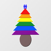Autocollant Pour Fenêtre Hommes gays Arbre de Noël Arc-en-ciel (Feuille)