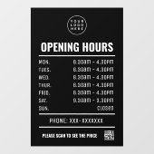 Autocollant Pour Fenêtre Horaires D'Ouverture Avec Code Qr Et Logo Business (Feuille)