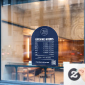 Autocollant Pour Fenêtre Horaires D'ouverture Avec Logo Code Qr Et Arche Bl (Fenêtre de café)