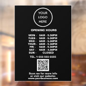 Autocollant Pour Fenêtre Horaires d'ouverture Black Business Logo QR Code (Feuille 2)