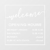Autocollant Pour Fenêtre Horaires d'ouverture blanc et transparent (Feuille)