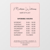 Autocollant Pour Fenêtre Horaires d'Ouverture Coiffeur Moderne Rose (Feuille)