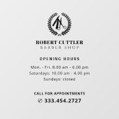 Autocollant Pour Fenêtre Horaires d'ouverture du salon de coiffure logo per (Feuille)