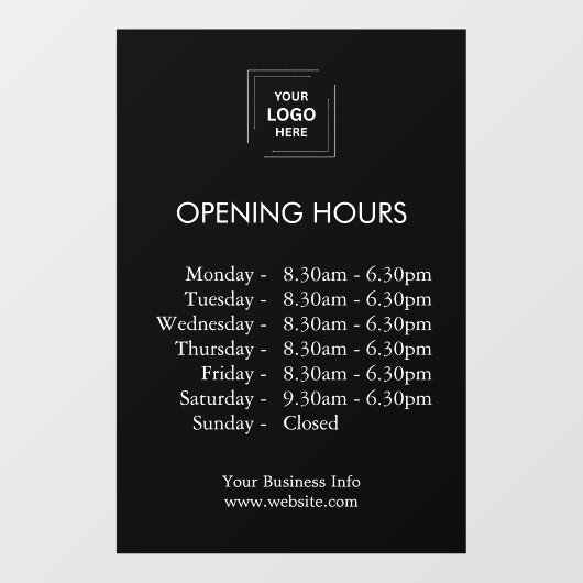 Autocollant Pour Fenêtre Horaires d'Ouverture | Heures d'Ouverture Personna (Feuille)
