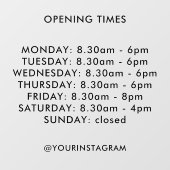 Autocollant Pour Fenêtre Horaires d'ouverture Horaires d'ouverture Moderne  (Feuille)