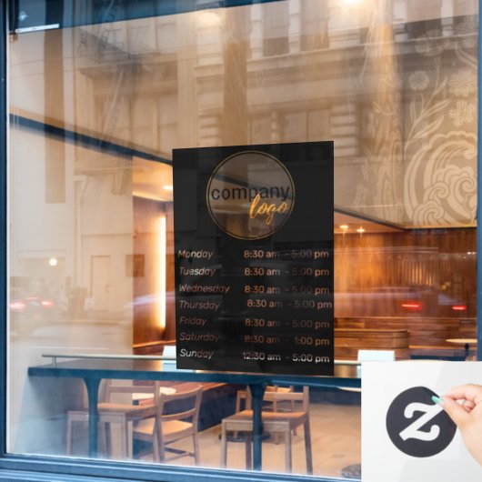 AUTOCOLLANT POUR FENÊTRE HORAIRES D'OUVERTURE JOURS HEURES LOGO AFFAIRES NO (Fenêtre de café)