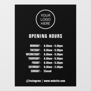 Autocollant Pour Fenêtre Horaires d'ouverture Logo d'affaires Horaires d'ou